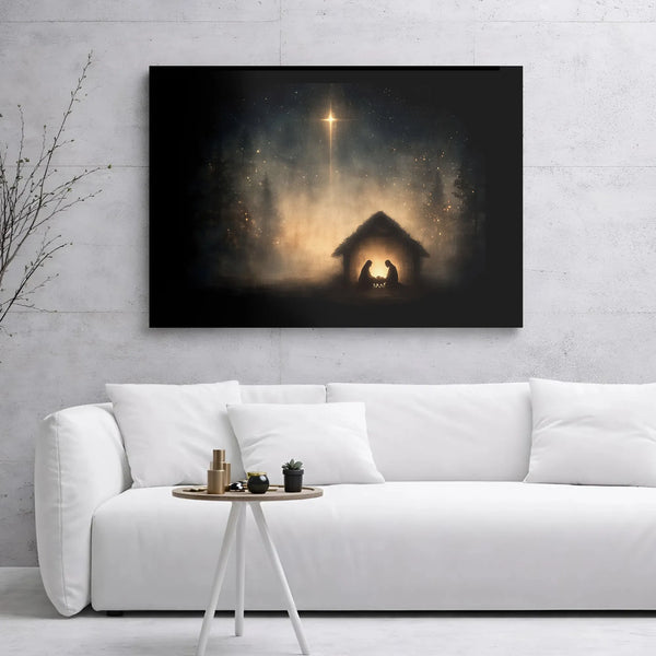 Star of Bethlehem Wall Art, Nativity Scene Canvas Print, Christian Christmas Canvas, Religious Holy Night Wall Decor, Holiday