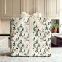 Watercolor Dog Gift Wrap, Chihuahua Wrapping Paper, Pine Tree Holiday Wrapping Paper, Adorable Puppy Present Paper, Dog Lover Christmas Gift Wrap