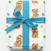 Dog with Holiday Lights Wrapping Paper, Shiba Inu Christmas Wrapping Paper, Festive Puppy Gift Wrapping Paper, Dog Lover Present Wrap