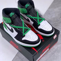 High Top Sneakers, White Black Green Colorway, Lace Up Design, Casual Gift for Sneaker Fans