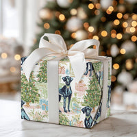 Watercolor Dog Gift Wrap, Black Labrador Christmas Wrapping Paper, Adorable Lab Holiday Wrapping Paper, Dog Lover Christmas Wrapping Paper Roll