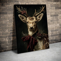 Holiday Deer Canvas Print, Christmas Reindeer Canvas Wall Art, Festive Winter Animal Canvas Wall Art, Xmas Home Decor Present