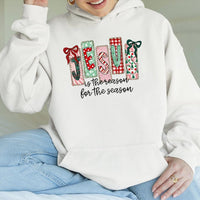 Plaid Bow Christian Christmas Sweatshirt, Jesus Is the Reason for the Season Hoodie, Faith Holiday Pullover, Womens Xmas Hoodie