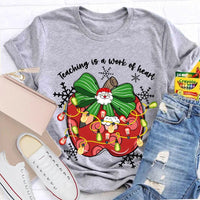 Bow Apple Christmas Shirt, Teacher Christmas Shirt, Holiday Lights Teacher Tee, Adorable School Holiday Shirt, Teacher Christmas Present