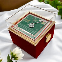 Sparkling CZ Crystal Pendant, Love Knot Necklace for Wife, Gold Finish Love Knot Necklace, Christmas Present with Rotating Rose Box