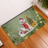 Snow Dog Xmas Tree Welcome Mat, Maltese Christmas Doormat, Festive Maltese Holiday Doormat, Winter Pet Floor Mat, Dog Lover Present