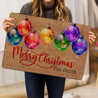 Custom Family Name Welcome Mat, Personalized Christmas Doormat, Holiday Front Entrance Doormat, Winter Porch Doormat, Xmas Decor Present