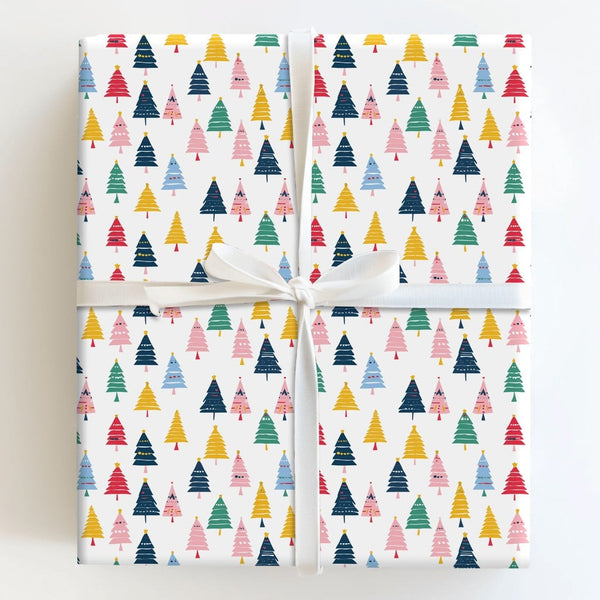 Modern Rainbow Xmas Tree Gift Wrap, Colorful Christmas Tree Wrapping Paper, Whimsical Holiday Wrapping Paper, Festive Present