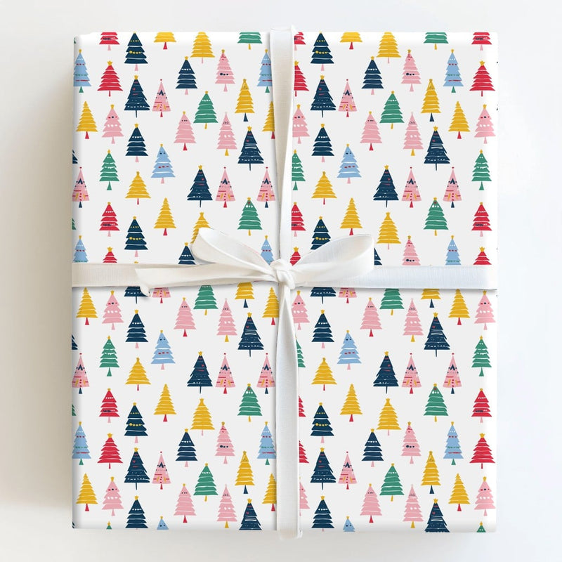 Modern Rainbow Xmas Tree Gift Wrap, Colorful Christmas Tree Wrapping Paper, Whimsical Holiday Wrapping Paper, Festive Present Paper Roll