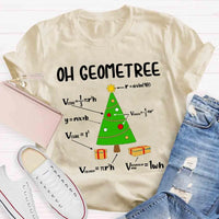 Humorous Geometry Pun Xmas Tree Shirt, Oh Geometree Math Christmas T-Shirt, Math Teacher Holiday Tee, Student Math Humor Shirt Present