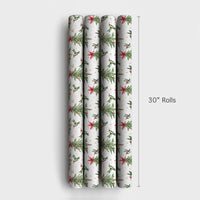 Watercolor Holiday Gift Wrap, Hummingbird Christmas Wrapping Paper, Bird Christmas Tree Wrap, Festive Gift Wrapping Paper Roll