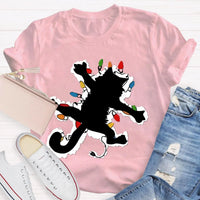Adorable Holiday Kitty Graphic Tee, Cat Christmas Lights Shirt, Festive Winter Cat T-Shirt, Merry Catmas Animal Lover Shirt, Xmas Holiday Present