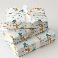Whimsical Snowman Gift Wrap, Adorable Snowman Wrapping Paper, Festive Holiday Wrapping Paper, Christmas Snowman Paper, Winter Kids Present Wrap