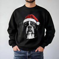 Santa Hat Boxer Dog Crewneck, Boxer Dog Christmas Sweatshirt, Adorable Holiday Dog Lover Sweater, Festive Winter Pullover, Present for Dog Mom Dad
