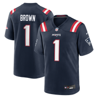 New England Patriots A.J. Brown Navy Team Game Jersey