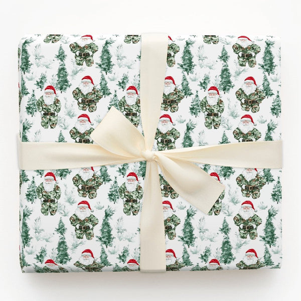 Military Christmas Gift Wrap, Tactical Camo Santa Wrapping Paper, Pine Tree Camouflage Wrapping Paper, Veteran Holiday Gift W