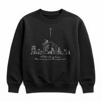 Minimalist Nativity Christmas Sweatshirt, A Thrill of Hope Sweatshirt, Christian Faith Sweatshirt, Line Art Nativity Crewneck, Holiday Present