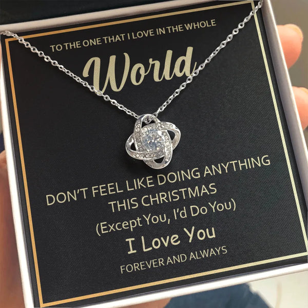 14k White Gold Love Knot Pendant, Love Knot Necklace, Cubic Zirconia Knot Necklace, Romantic Love Knot Jewelry, Christmas Pre