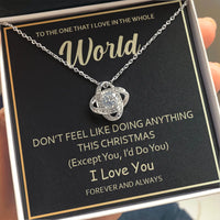 14k White Gold Love Knot Pendant, Love Knot Necklace, Cubic Zirconia Knot Necklace, Romantic Love Knot Jewelry, Christmas Present for Wife