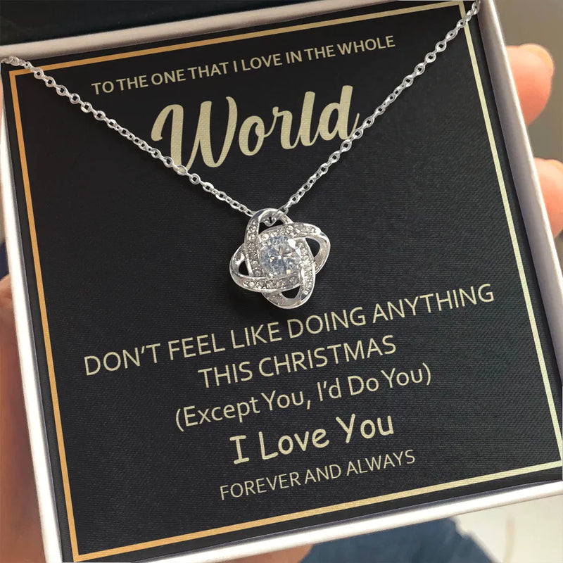 14k White Gold Love Knot Pendant, Love Knot Necklace, Cubic Zirconia Knot Necklace, Romantic Love Knot Jewelry, Christmas Present for Wife
