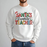 Humorous Christmas Teacher Shirt, Santa's Favorite Teacher Sweatshirt, Holiday Classroom Crewneck, Winter School Pullover, Xmas Teacher Present