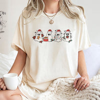 Spooky Santa Christmas Graphic Tee, Adorable Christmas Ghost T-Shirt, Holiday Spirits Ghost Shirt, Retro Christmas Ghost T-Shirt, Festive Present