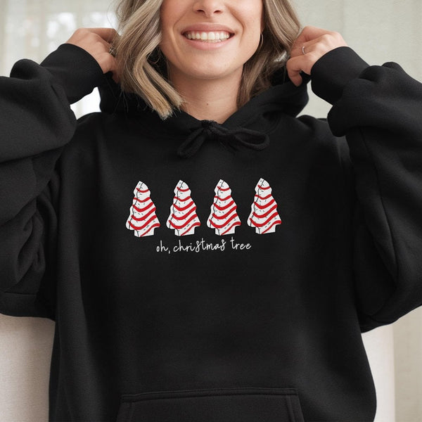 Candy Cane Pine Tree Graphic Hoodie, Oh Christmas Tree Hoodie, Adorable Festive Holiday Hoodie, Winter Xmas Sweatshirt, Holid