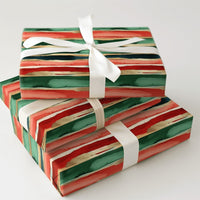 Modern Watercolor Holiday Gift Wrap, Abstract Brushstroke Christmas Wrapping Paper, Festive Stripe Wrapping Paper, Elegant Gift Wrap Roll