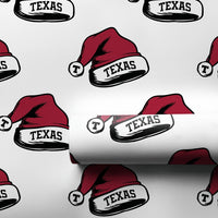 Lone Star Holiday Gift Wrap, Texas Santa Hat Christmas Wrapping Paper, Red Texas Typography Wrapping Paper, Festive Texas Holiday Gift Wrap