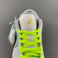 Low Top Sneakers, Neon Green White Colorway, Lace Up Design, Casual Gift for Sneaker Fans
