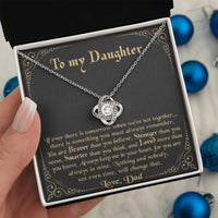 Dad to Daughter Love Knot Pendant, To My Daughter Love Knot Necklace, Cubic Zirconia Love Knot Jewelry, Birthday Christmas Keepsake Present