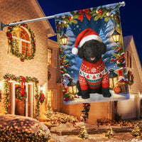 Santa Hat Festive Sweater Yard Flag, Black Poodle Christmas Garden Flag, Double Sided Dog Holiday Lawn Flag, Pet Lover Lawn Decor
