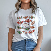 Adorable Spooky Creepmas Graphic Tee, Gingerbread Bat T-Shirt, Gothic Christmas Cookie T-Shirt, Alternative Pastel Goth Xmas Holiday Top