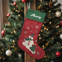 Custom Name Holiday Stocking, Personalized Snowman Christmas Stocking, Adorable Winter Snowman Stocking, Family Christmas Stocking, Holiday Present