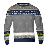 Adorable Dog Mom Holiday Sweater, A Girl and Her Dogs Ugly Christmas Sweater, Winter Pet Lover Crewneck, Comfy Festive Dog Graphic Sweatshirt