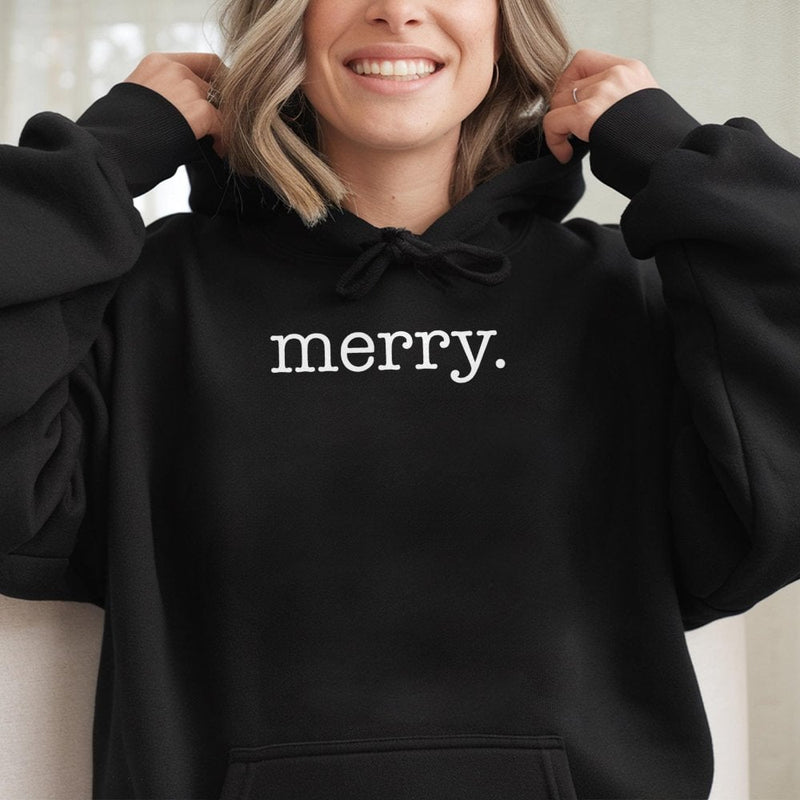 Minimalist Holiday Typography Hoodie, Merry Christmas Hoodie, Adorable Festive Graphic Sweatshirt, Comfy Xmas Pullover, Winter Holiday Hoodie