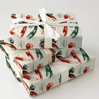 Red and Green Ribbon Gift Wrap, Christmas Bows Wrapping Paper, Painterly Holiday Gift Wrapping Paper, Festive Winter Wrap, Xmas Ribbon Wrap