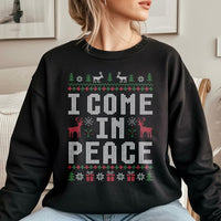 Humorous Alien Christmas Sweater, I Come in Peace Sweatshirt, Ugly Xmas Party Crewneck, Holiday Alien Graphic Sweatshirt, Christmas Fan Present