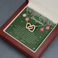 Interlocking Hearts Pendant Necklace, To My Daughter Necklace, Surgical Steel Heart Jewelry, Christmas Present for Daughter from Dad