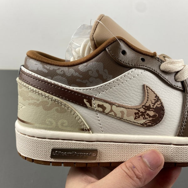 Low Top Sneakers, White Brown Colorway, Lace Up Design, Casual Gift for Sneaker Fans