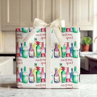 Humorous Liquor Bottle Gift Wrap, Christmas Spirit Wrapping Paper, Adult Holiday Pun Wrapping Paper, Adorable Alcohol Bottle Christmas Gift Wrap