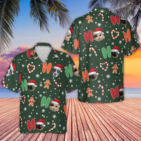Personalized Dog Cat Hawaiian Shirt, Custom Pet Photo Hawaiian Shirt, Ho Ho Ho Christmas Island Shirt, Holiday Pet Lover Button up Shirt