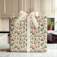 Watercolor Elf Holiday Gift Wrap, Santa Elves Village Christmas Wrapping Paper, Whimsical Winter Wonderland Wrapping Paper, Xmas Gift Wrap