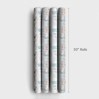 Winter Town Square Gift Wrap, Ice Skating City Wrapping Paper, Festive Christmas Tree Wrapping Paper, Holiday Season Wrapping Paper