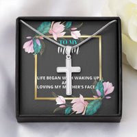 Stainless Steel Cross Necklace, Cross Necklace for Mom, Christian Faith Cross Pendant, Religious Cross Jewelry, Mother Christmas Present
