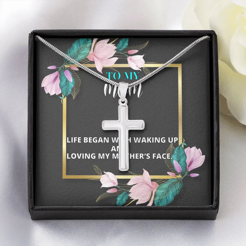 Stainless Steel Cross Necklace, Cross Necklace for Mom, Christian Faith Cross Pendant, Religious Cross Jewelry, Mother Christmas Present
