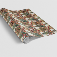 Fireside Christmas Gift Wrap, Vintage Santa Wrapping Paper, Retro Holiday Scene Wrapping Paper, Nostalgic Xmas Present Paper
