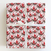 Coastal Ocean Holiday Gift Wrap, Christmas Octopus Wrapping Paper, 90 GSM Fine Art Paper, Whimsical Nautical Present Wrapping Roll