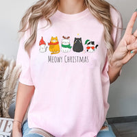 Adorable Festive Cat Holiday Shirt, Meowy Christmas T-Shirt, Humorous Cat Lover Christmas Shirt, Xmas Kitten Graphic Tee, Comfy Holiday Present