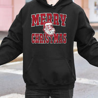 Retro Merry Christmas Hoodie, Vintage Distressed Santa Christmas Hoodie, Santa Claus Hooded Sweatshirt, Comfy Holiday Graphic Pullover Hoodie